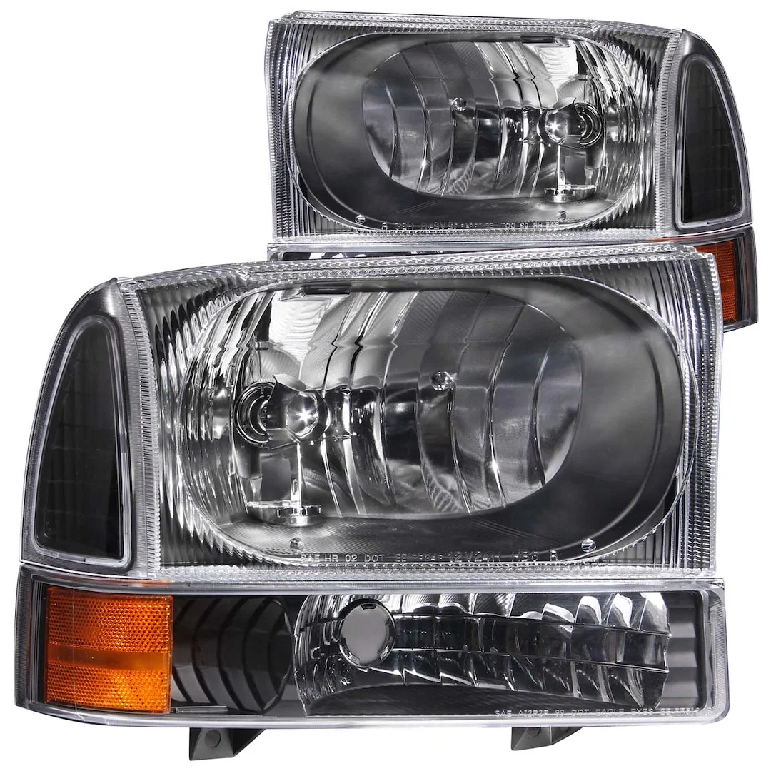111080 – ANZO Headlight Assembly, Halogen Bulb Standard Beam Clear Lens With Amber Reflectors Black Housing Set Of 2 ...